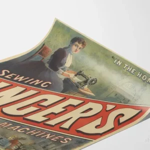 Vintage affisch med Singer symaskiner väggdekoration - Bild 3