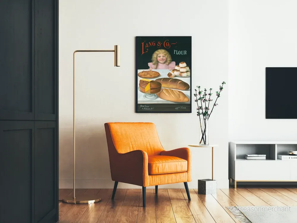 Vintageposter Farine Lang & Co. med Barn och Olika Bröd - Bild 2