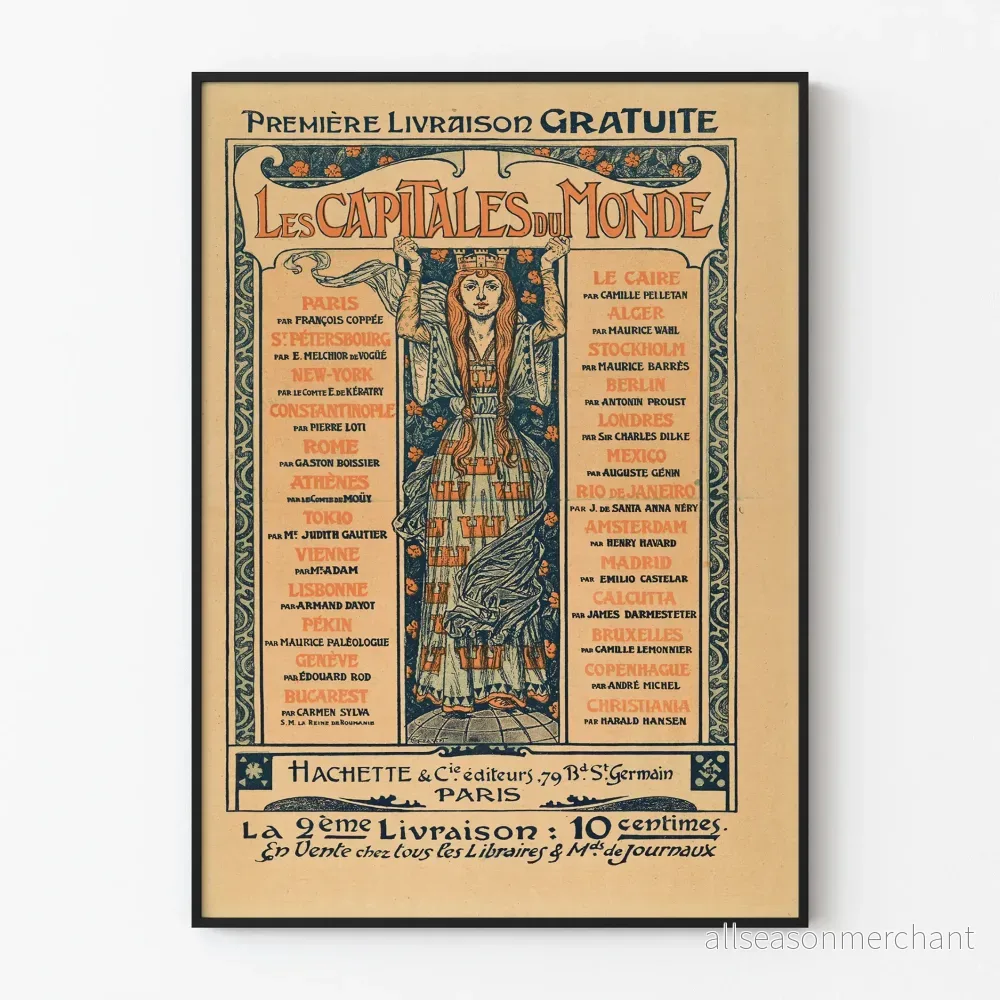 Vintageposter av världens huvudstäder – Väggdekoration Paris Hachette & Cie
