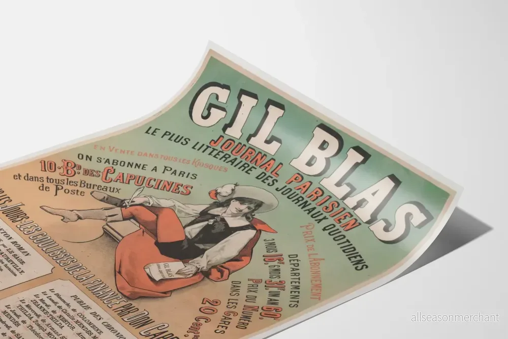 Vintageposter Gil Blas Journal Parisien väggdekoration retro - Bild 3