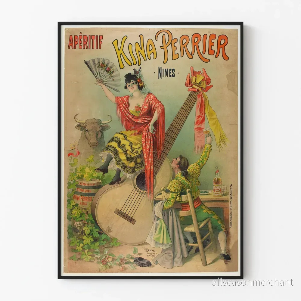 Vintageposter för Aperitif Kina Perrier Nîmes