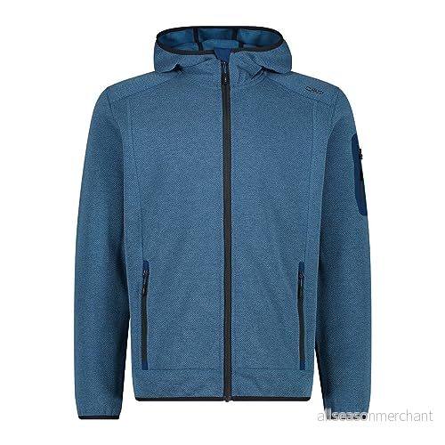CMP Knit Tech jacka för män med fast huva, Petrol Antracit, 58 8058949090226