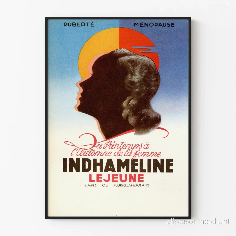 Vintageposter av Indhameline Lejeune för kvinnlig väggdekoration