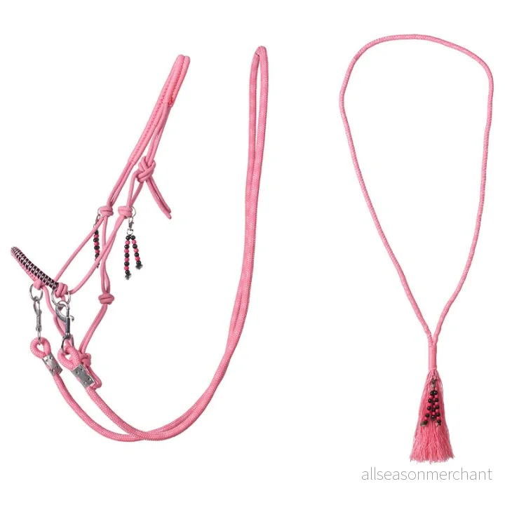 QHP knuthölster kombi Liberty set av knuthållare med ABN. Tyglar + halsrep (ponny, flamingo rosa) 8718369218555