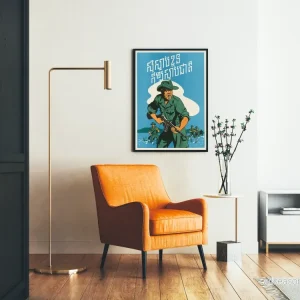Vintageposter med soldat i aktion, patriotisk väggdekoration - Bild 2