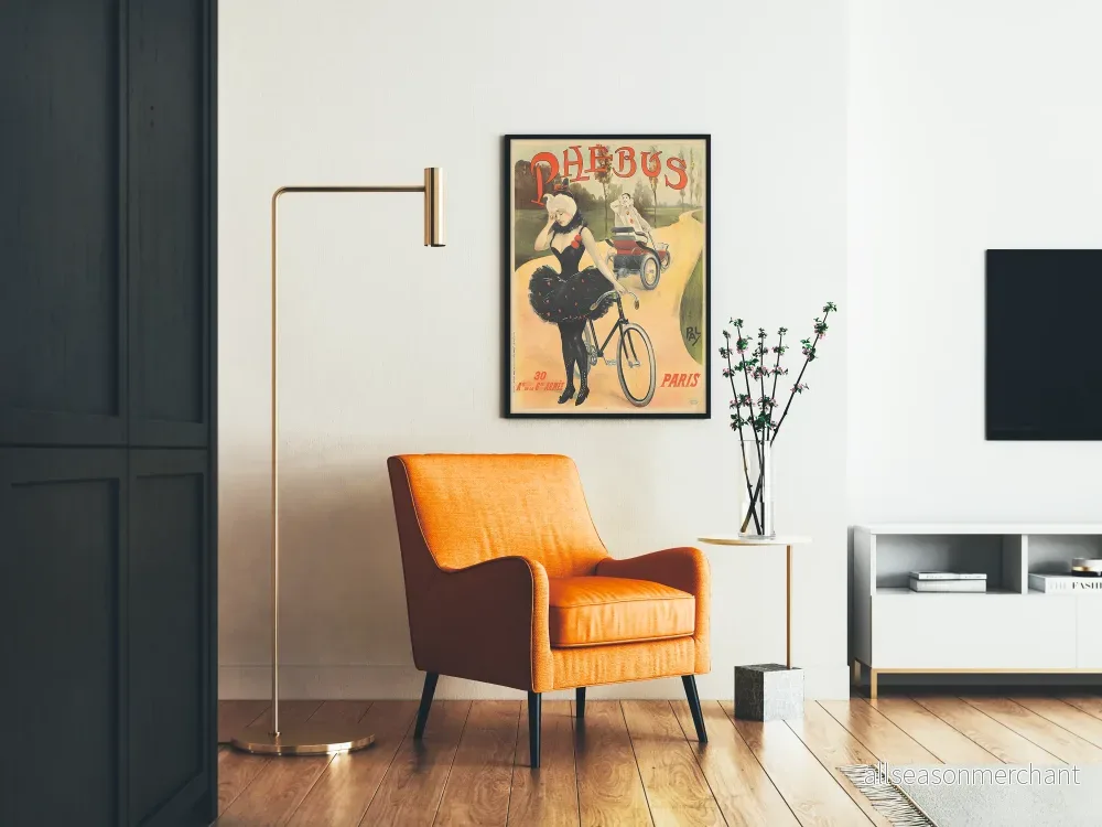 Vintageposter Phebus Paris Cykel och Clown på gammal bil - Bild 2