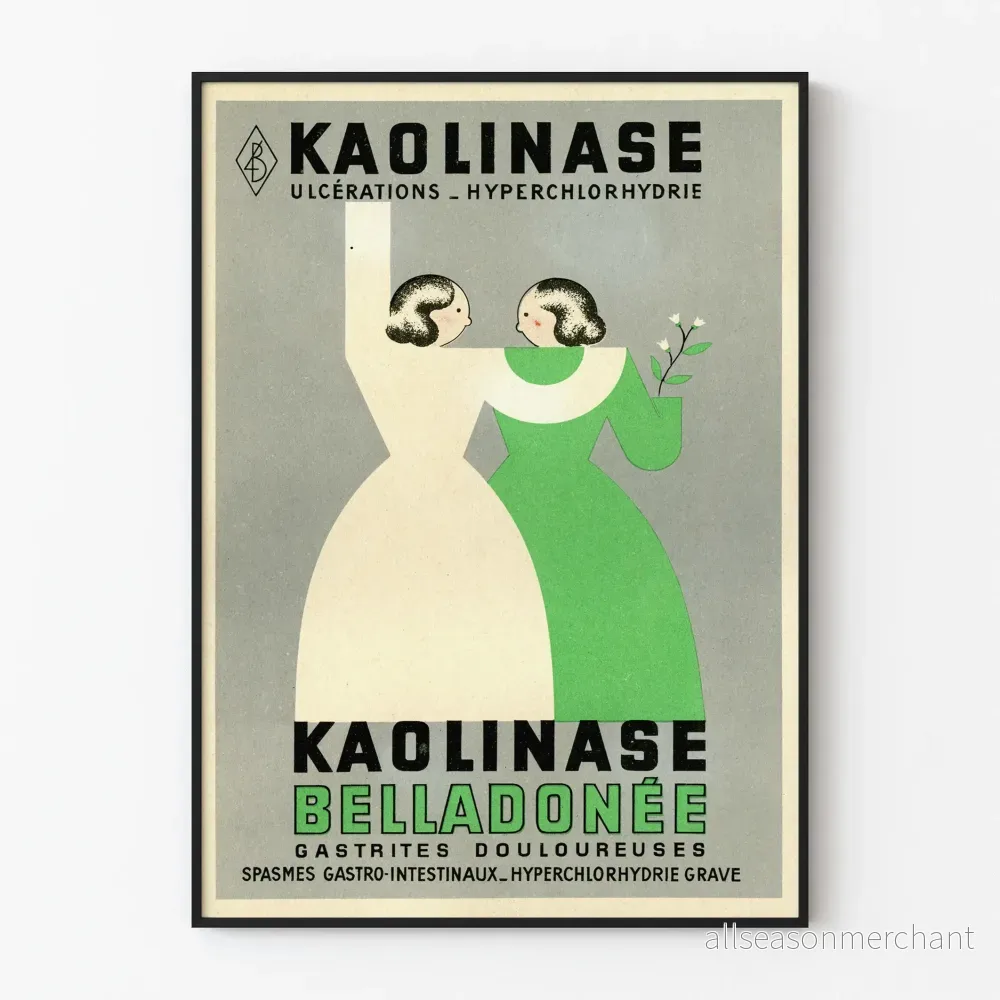 Vintage reklamposter för Kaolinase Belladonée för väggdekoration