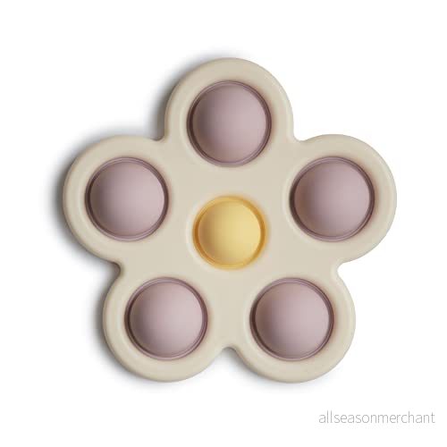Mushie Tryckleksak För Barn och Spädbarn Sensorisk Leksak Stärker Koncentration Uppmärksamhet Säker Högkvalitet Ålder: 10+ månader Blommig Design (Soft Lilac/Pale Daffodil/Elfenben) 810052465562