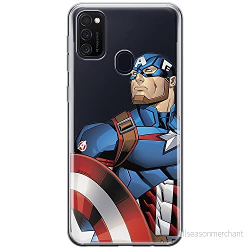ERT GROUP mobiltelefonfodral för Samsung M21 originalt och officiellt licensierat Marvel mönster Captain America 011 optimalt anpassad till formen på mobiltelefonen, gedeeltelijk transparant 5903537836829