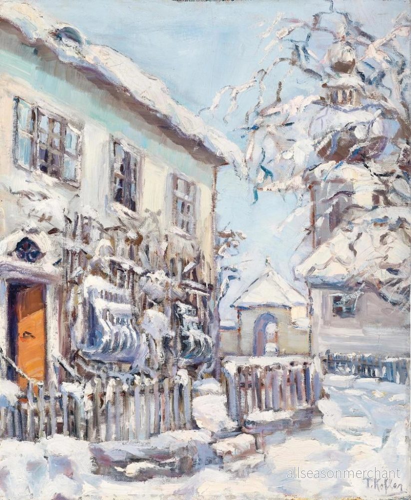 Målning Kirchberg nära Kremsmünster under snön - Albertine Kofler | Konsttryck - Bild 2