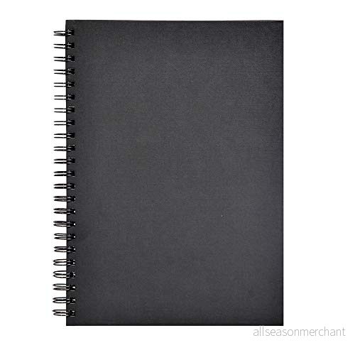 Clairefontaine Ref 134254C Goldline trådbunden dyna (64 elfenbensark) A4 storlek, 140 gsm papper, porträttlayout svart skydd lämplig för torrtekniker 3329681342542