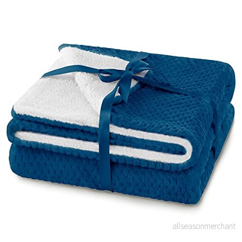 AmeliaHome Gosig filt 220 x 240 cm delikat quiltning sherpa lammskinn look levande Shleepy Indigo 4251838540855