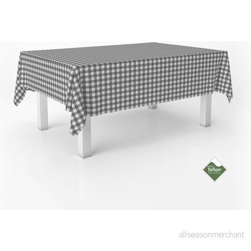 ECOMMERC3 Vichy fläckbeständig bordsduk för rektangulärt bord storlek 100 x 140 cm med extra mjuk känsla och vattentät mörkgrå 8435767369053