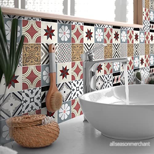 Ambiance Väggklistermärke Carrelage Självhäftande Cuisine de Bain 9 klistermärken Authentique Cement Carreaux Alana 9stickers20 x 20 cm 5415231678860