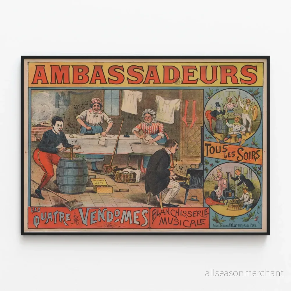 Vintageposter Les Quatre Vendômes Blanchisserie Musicale Vintageposter Les Quatre Vendômes Blanchisserie Musicale