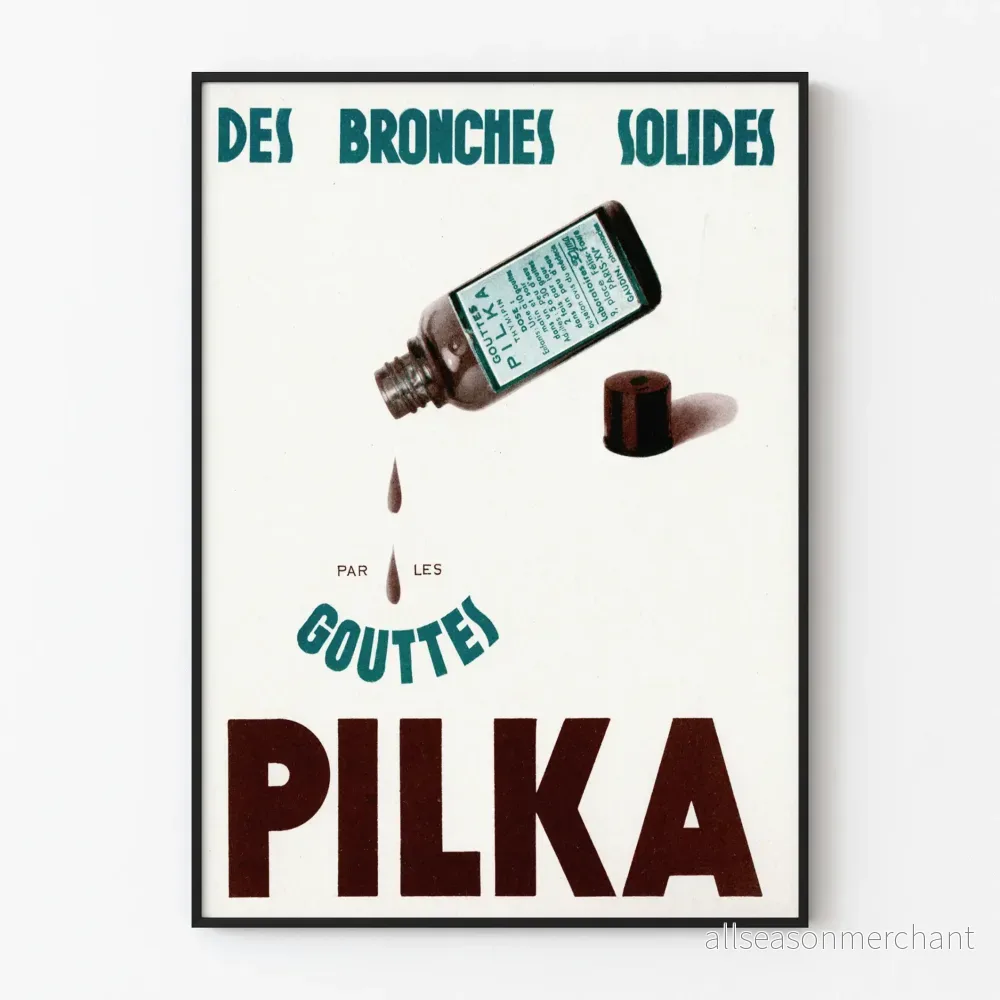 Vintage reklamposter Gouttes Pilka för starka luftvägar