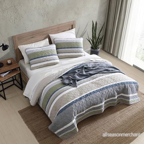 Eddie Bauer bomull vändbart bäddset för alla årstider, stuga heminredning, laxstege beige, drottning 883893777620