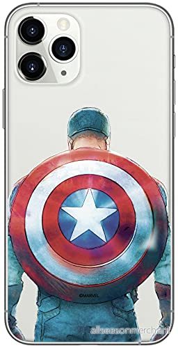 ERT GROUP mobiltelefonfodral för Apple Iphone 11 PRO originalt och officiellt licensierat Marvel mönster Captain America 002 Vit anpassad till formen på mobiltelefonen, gedeeltelijk transparant 5902980830354