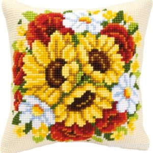 Vervaco Blommig bukett korsstygnskudde, flerfärgad 5413480107803 Vervaco Blommig bukett korsstygnskudde, flerfärgad 5413480107803