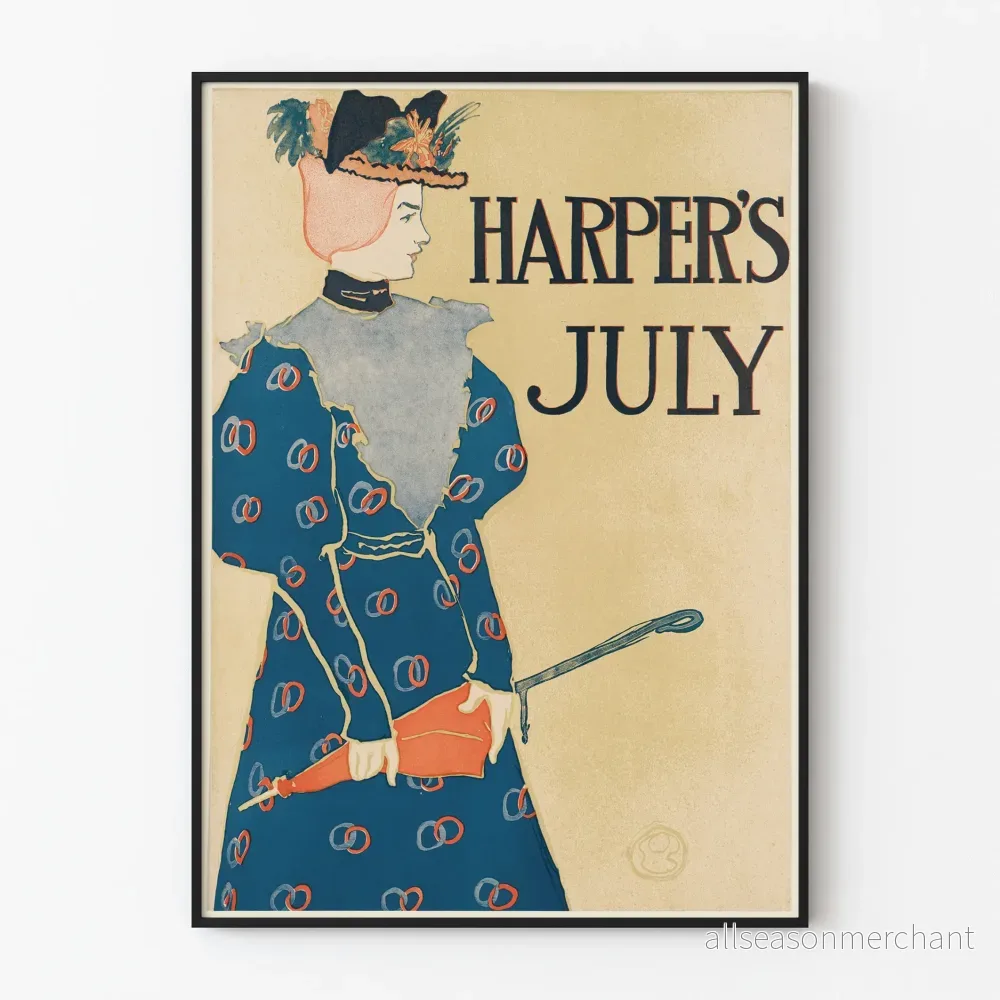 Vintageaffisch Harper's juli för elegant väggdekoration