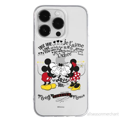 ERT GROUP mobiltelefonfodral för Apple Iphone 14 PRO MAX originalt och officiellt licensierat Disney mönster Mickey & Minnie 005 anpassad till formen på mobiltelefonen, gedeeltelijk transparant 5905131941732