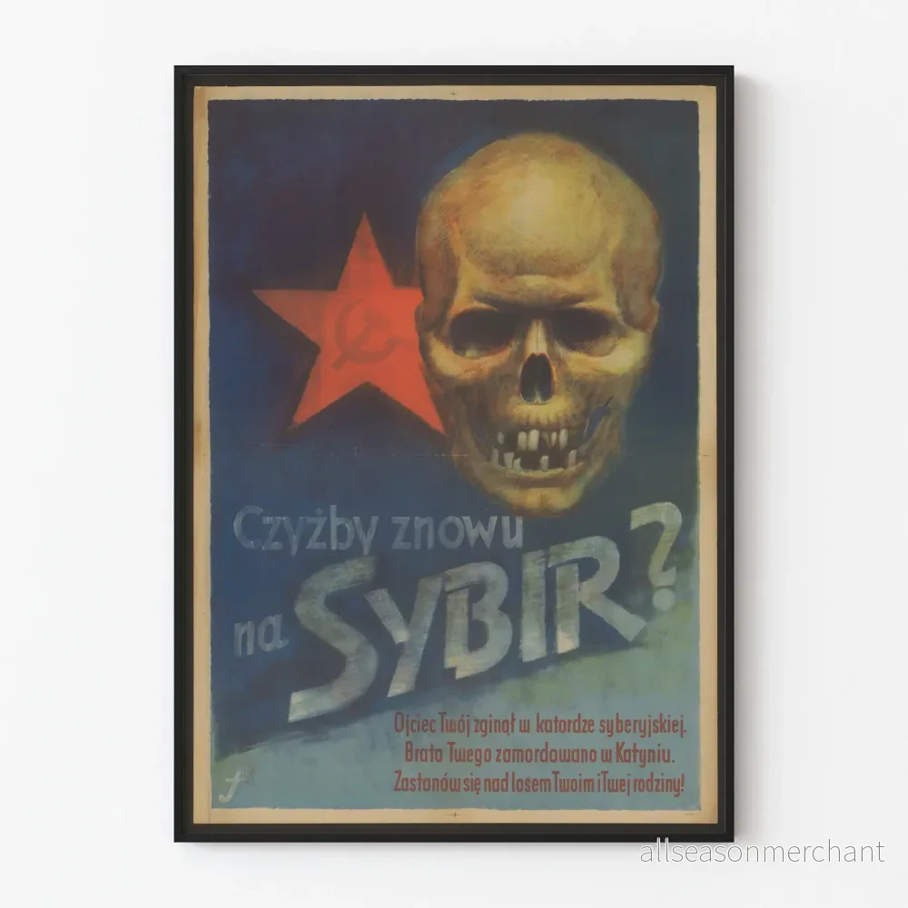 Retro väggposter Sybir - Döskalle och röd stjärna