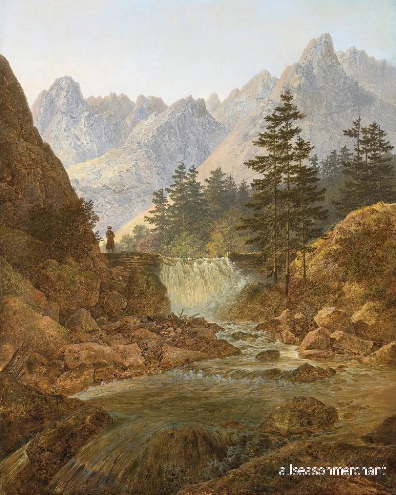 Målning Landskapsbild av berg med vandrare - August Piepenhagen | Konsttryck - Bild 2