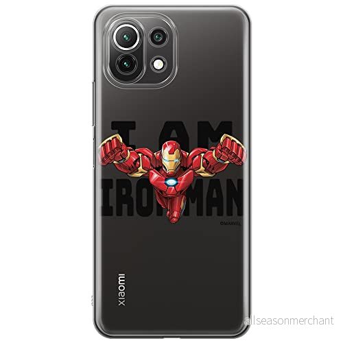 ERT GROUP mobiltelefonfodral för Xiaomi 11 LITE 4G/5G originalt och officiellt licensierat Marvel mönster Iron Man 028, gedeeltelijk transparant 5904805141720