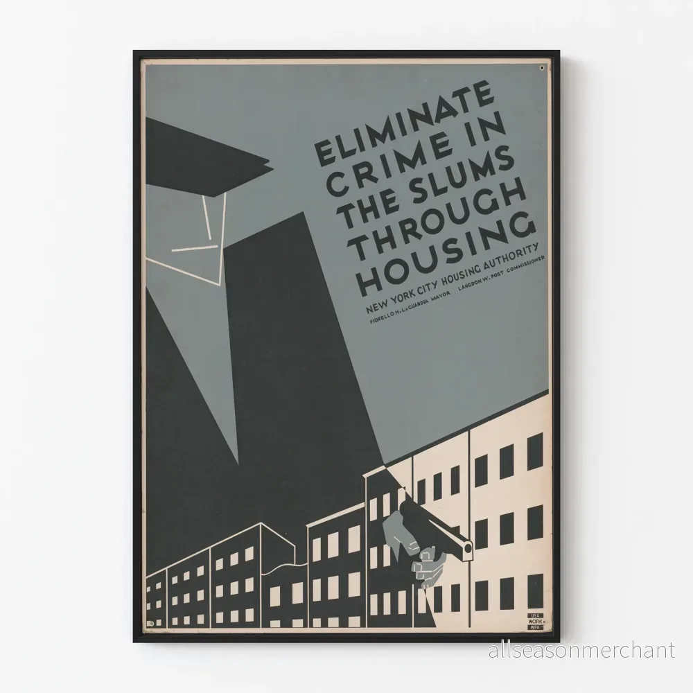 Vintageposter för att eliminera brottslighet genom bostäder i New York