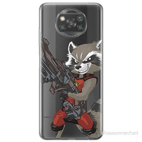 ERT GROUP mobiltelefonfodral för Xiaomi POCOPHONE X3 originalt och officiellt licensierat Marvel mönster Rocket 008 optimalt anpassad till formen på mobiltelefonen, gedeeltelijk transparant 5903537123448