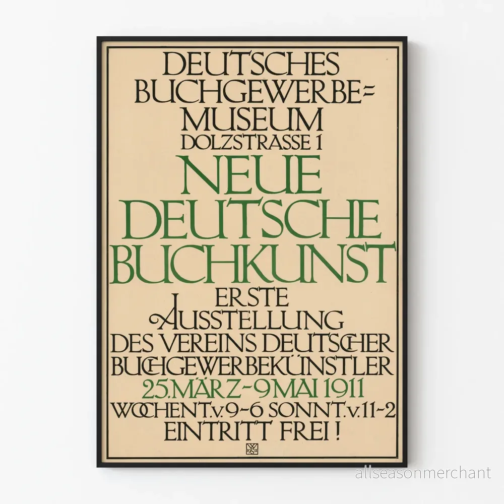 Vintageposter för utställning om tysk bokkonst 1911