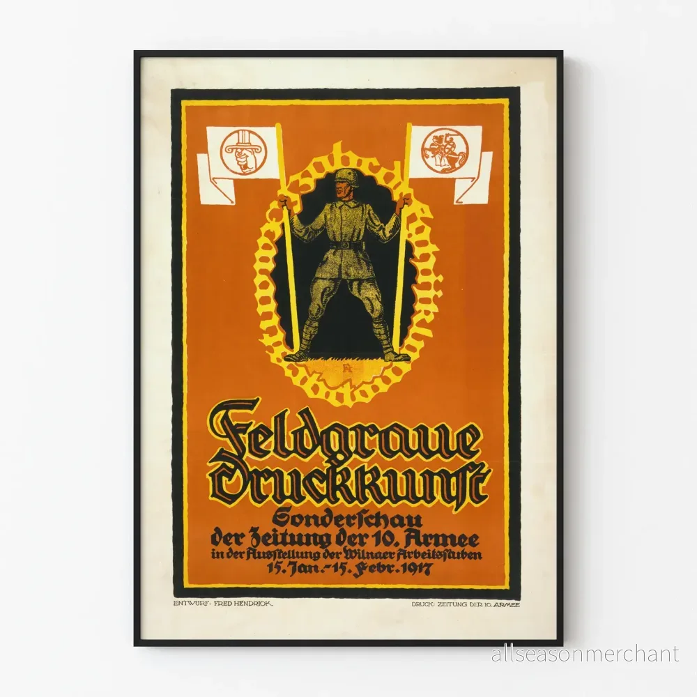 Vintageaffisch Feldgraue Druckkunst 1917 – Historisk militär väggdekoration