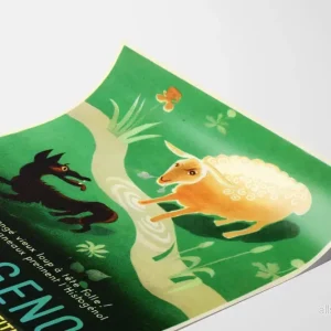 Vintageposter Histogenol - Illustrerad väggdekoration med lamm och varg - Bild 3