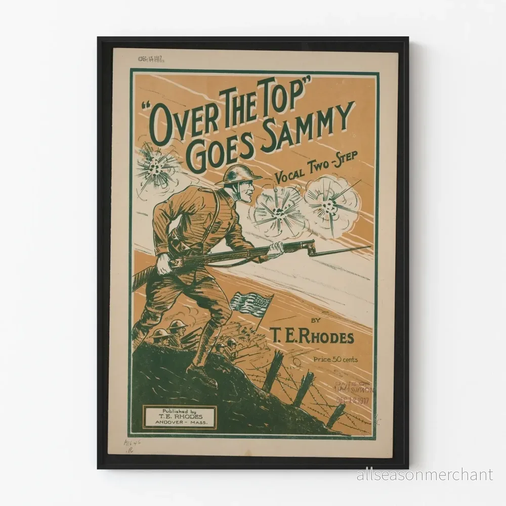 Vintageposter Over The Top Goes Sammy - Militärstil väggdekoration