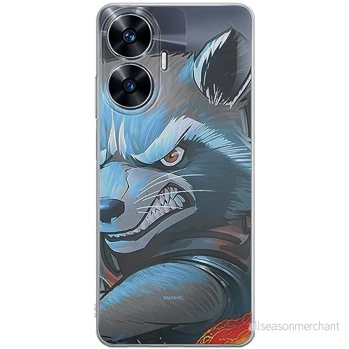 ERT GROUP mobiltelefonfodral för Realme C55 originalt och officiellt licensierat Marvel mönster Rocket 005 optimalt anpassad till formen på mobiltelefonen, gedeeltelijk transparant 5905511876838