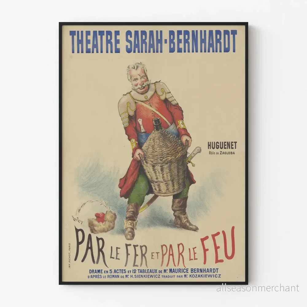 Teateraffisch Sarah Bernhardt - Med järn och eld
