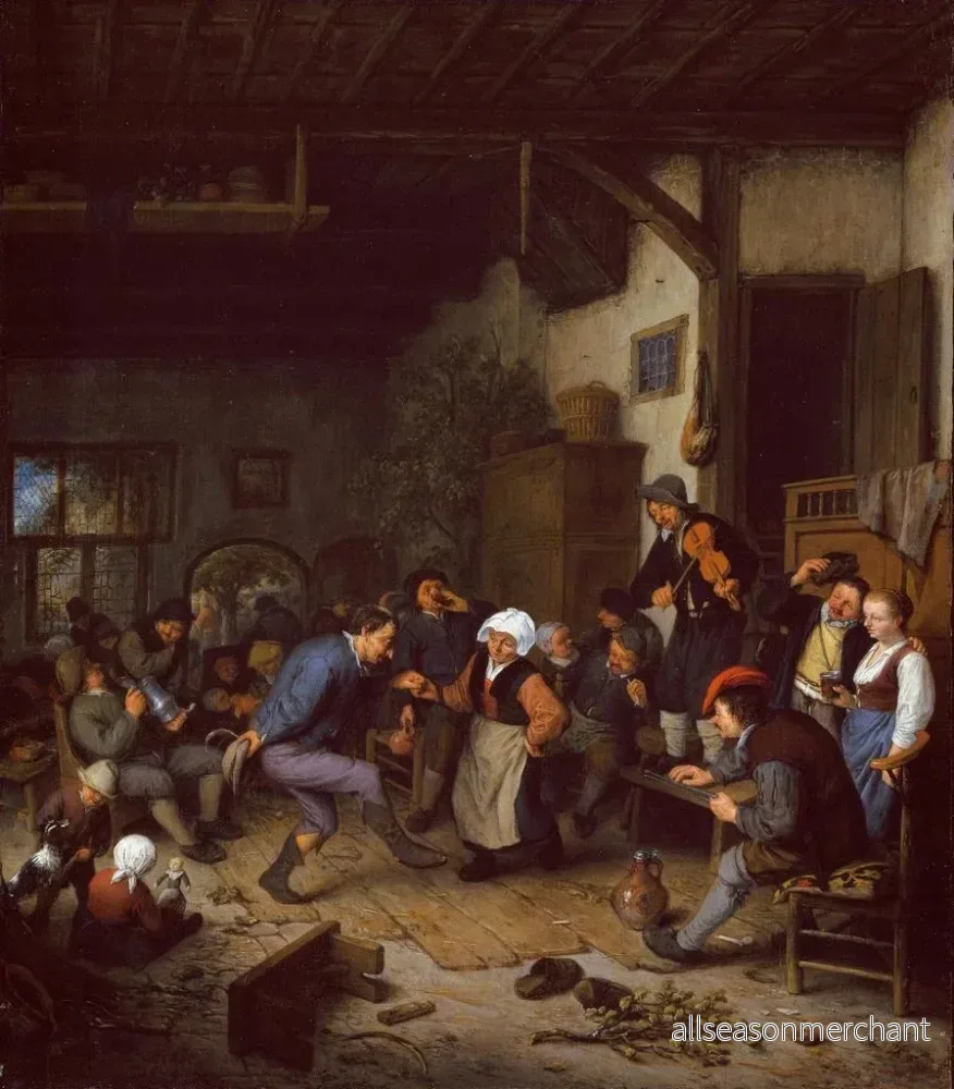 Målning Les fêtards à l'auberge - Adriaen van Ostade | Konsttryck - Bild 2