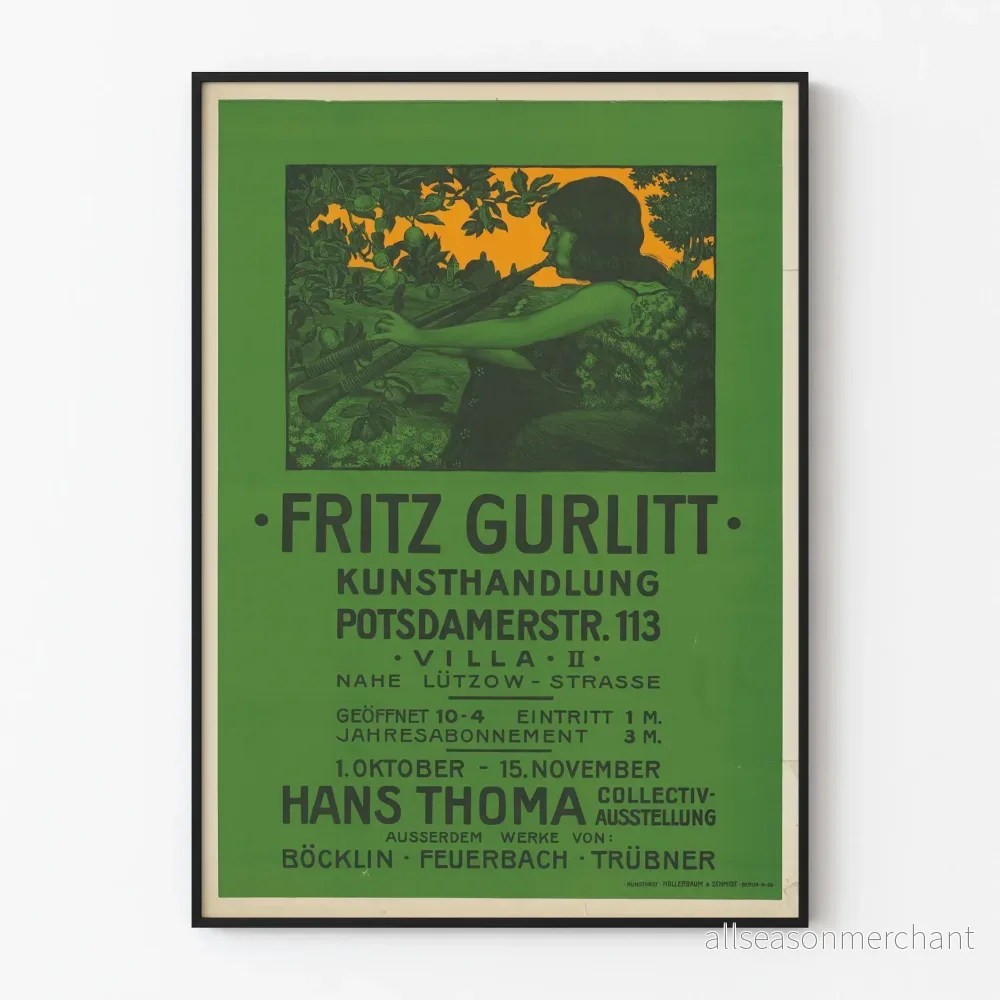 Vintageposter Fritz Gurlitt Kunsthandlung - Utställning Hans Thoma