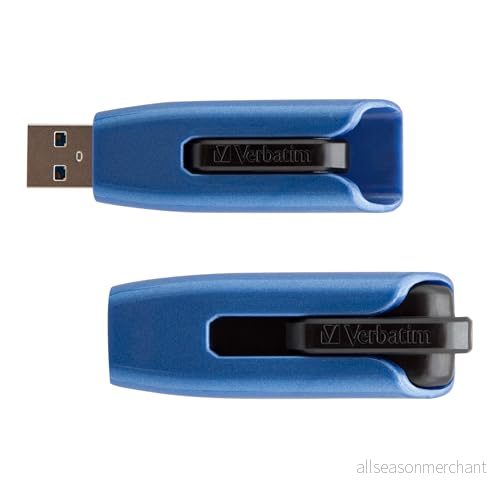 Verbatim Store 'n' Go V3 Max USB enhet 128 GB Snabb lagring med 3.0, upp till 300 Mbit/s överföringshastighet, glidmekanism, blå 23942498087