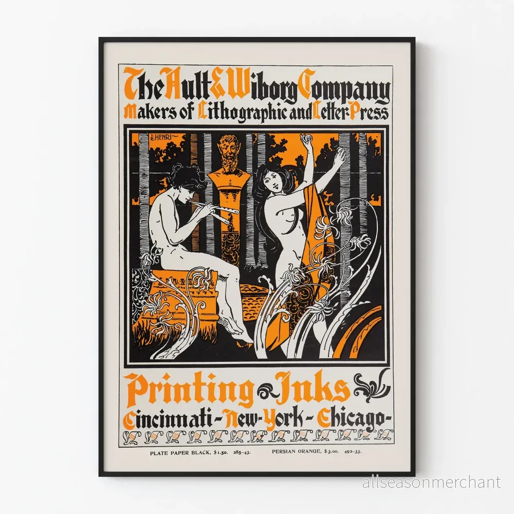Vintage poster för väggdekoration The Ault & Wiborg Company – Litografisk och typografisk tryckning Vintage poster för väggdekoration The Ault & Wiborg Company – Litografisk och typografisk tryckning