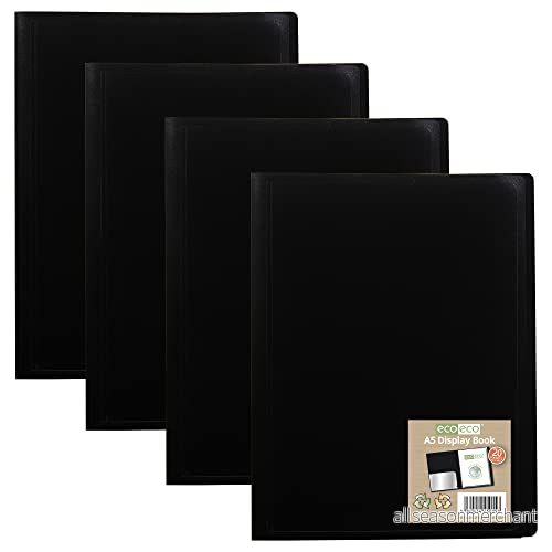 eco A5 100% återvunnen 20 fickor svart flexibelt fodral portfölj bok mapp visningsbok, eco015 x 4 5060454459422