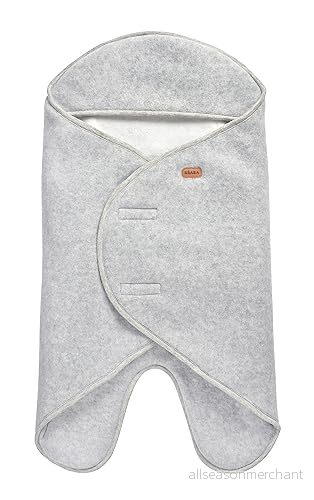 BÉABA, babynomad dubbel fleece, baby vinter filt, bilstol/barnvagn/gondel/transport, mjuk, varm, vattenavvisande, andas, passar med remmar, gråmelerat/vit, 06 månader 3384349480097