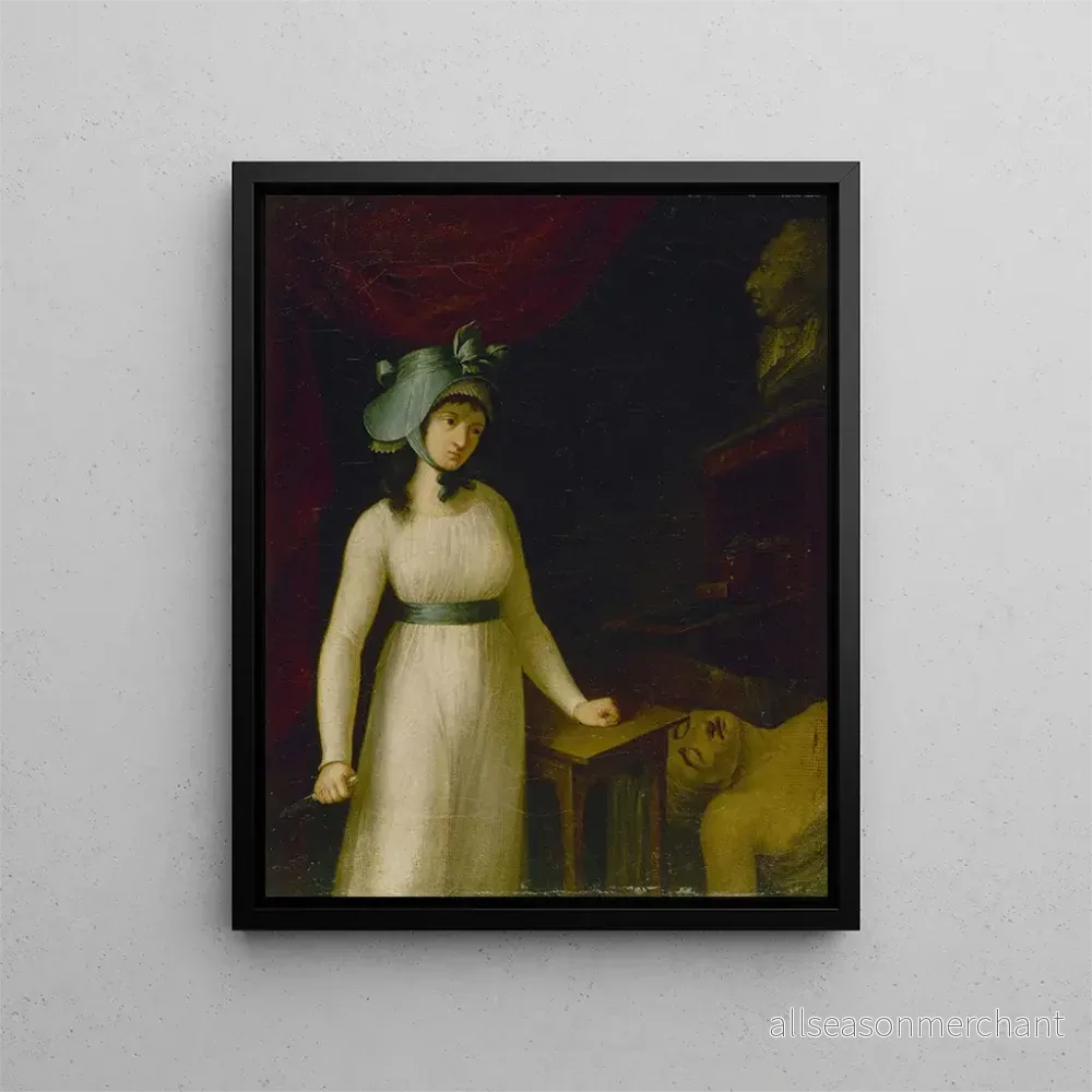 Målning av Charlotte Corday 1768-1793 i ögonblicket då hon just har mördat Marat – Anonym | Konsttryck Målning av Charlotte Corday 1768-1793 i ögonblicket då hon just har mördat Marat – Anonym | Konsttryck