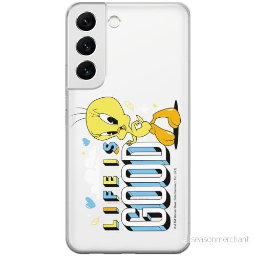 ERT GROUP mobiltelefonfodral för Samsung S22 originalt och officiellt licensierat Looney Tunes mönster Tweety 016 optimalt anpassad till formen på mobiltelefonen, gedeeltelijk transparant 5905795099633