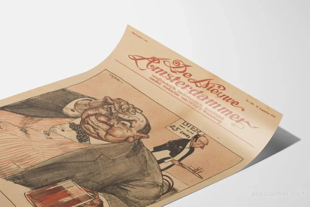 Vintageposter Oorlogs-Filosoof - Väggdekoration i historisk karikatyrstil - Bild 3