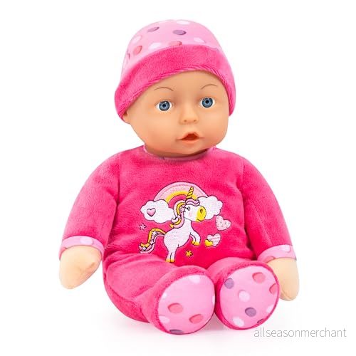 Bayer Design 93029AC första baby docka mjuk kropp, 30 cm, rosa, enhörning 4003336417784