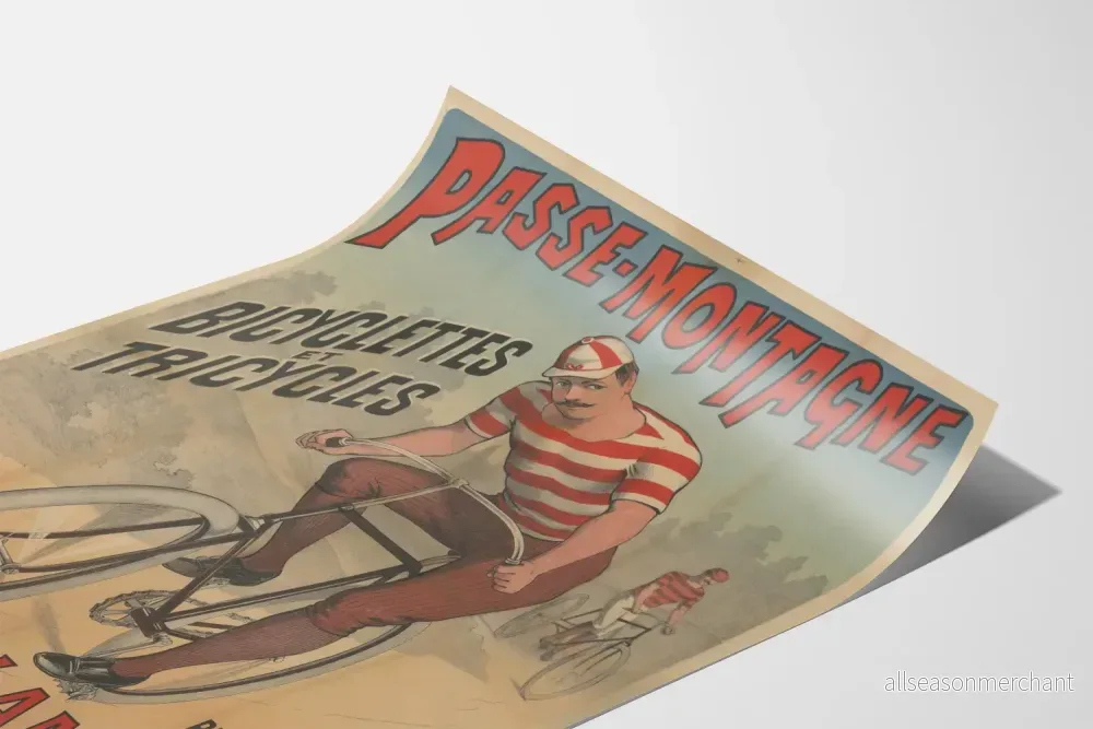 Vintageposter Passe-Montagne för cykel och trehjuling Paris - Bild 3