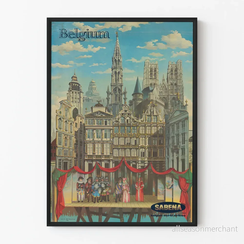 Vintageposter Belgien Sabena väggdekoration