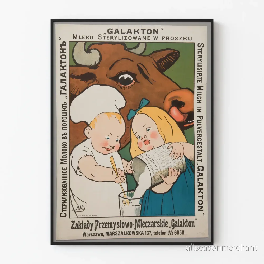 Vintageposter för mjölkpulver Galakton väggdekoration