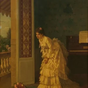 Målning Le bouquet surprise - Auguste Toulmouche | Konsttryck - Bild 2